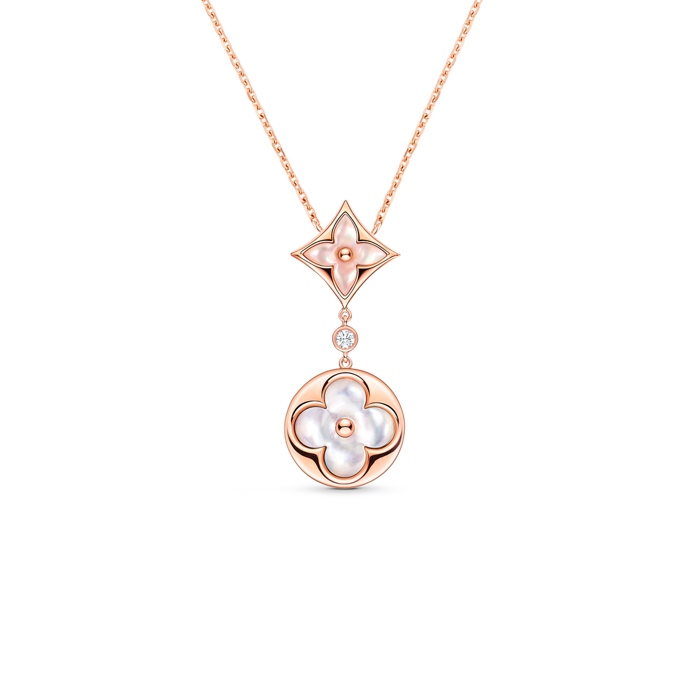 l**is V*t*n colour blossom necklace, pink gold, pink mother-of-pearl, white mother-of-pearl and diamond q94355